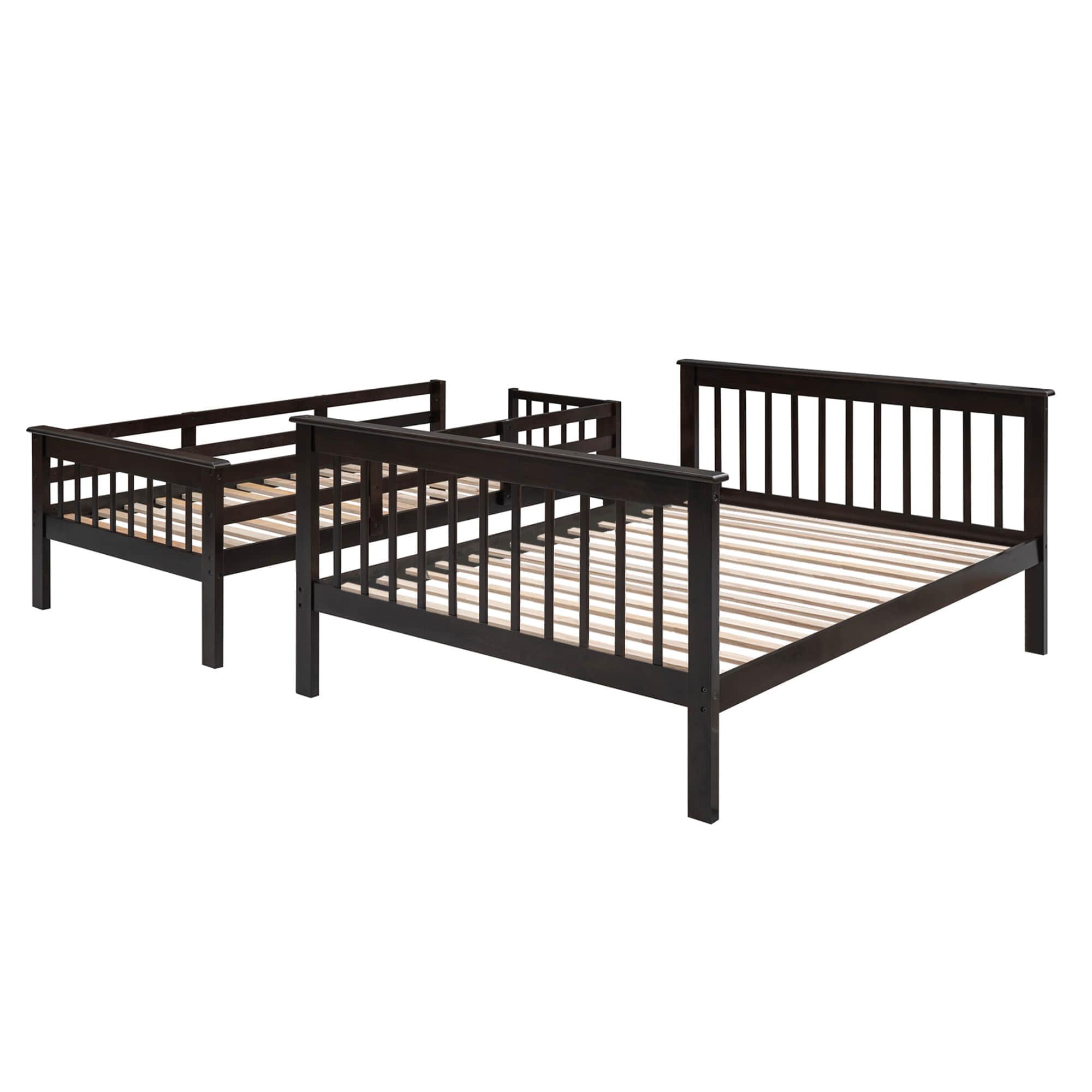 Wood Twin Over Full Bunk Bed with Storage and Stairs - [Shelves, Classic]