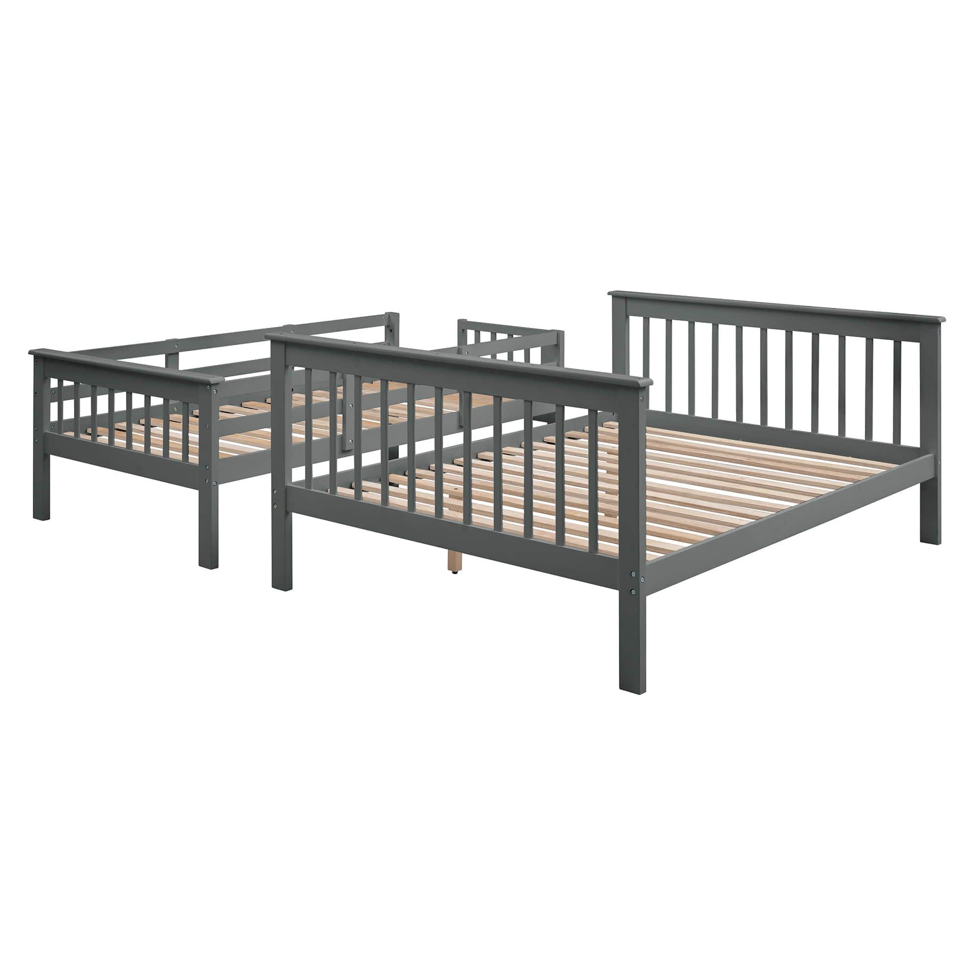 Wood Twin Over Full Bunk Bed with Storage and Stairs - [Shelves, Classic]