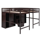 Double Twin Loft Beds with Stairs and Storage for Kids, Adults - [Wardrobe]