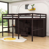 Double Twin Loft Beds with Stairs and Storage for Kids, Adults - [Wardrobe]