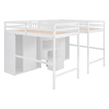 Double Twin Loft Beds with Stairs and Storage for Kids, Adults - [Wardrobe]