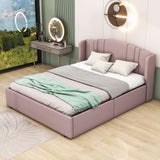 Queen Modern Upholstered Bed Frame with Headboard and Storage