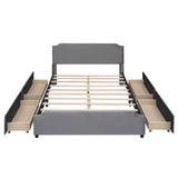 Queen Velvet Upholstered Bed Frame with Headboard and Storage