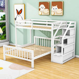 Twin Over Full Loft Bunk Beds with Stairs and Storage for Kids, Adults - [Detachable]