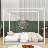 Modern Wood King Size Canopy Floor Bed Frame for Adults