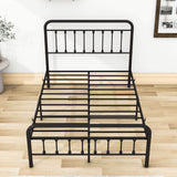 Vintage Full Size Metal Bed Frame with Slats Headboard