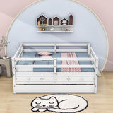 Solid Wood Low Full Size Kids Bed with Trundle and Storage - [Drawers, Rails]