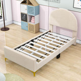 Velvet Upholstered Twin Bed Frame with Headboard for Kids, Adults