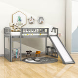 Low Twin Loft Bed with Slide for Kids - [Wood, Interchangeable]