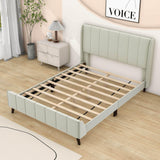 Modern Velvet Upholstered Queen Bed Frame with Wingback Headboard