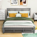 Wooden King Size Platform Bed with Open-Frame Headboard