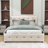 Upholstered Queen Size Platform Bed with Storage and Twin XL Trundle - [Headboard]