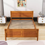 Wooden Full Size Platform Bed with Headboard - [Sleigh]