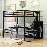 Full Size Loft Bed with Desk and Storage Stairs for Kids, Adult - [Wardrobe, Convertible]