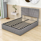 Upholstered Full Size Platform Bed with Headboard and Hydraulic Storage System