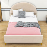 Velvet Upholstered Full Size Platform Bed Frame with Headboard