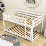 Wooden Low Twin Over Twin Floor Toddler Bunk Beds