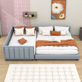 Queen Upholstered Bed Frame with Attached Twin XL Side Bed