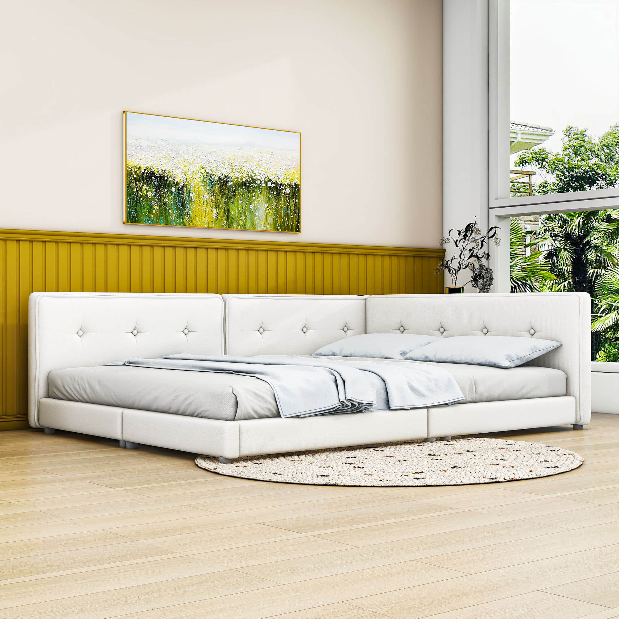 Smart Modern Low Profile Upholstered Full Size Daybed with USB Ports