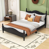 Traditional Full Size Low Profile Wood Platform Bed Frame with Headboard