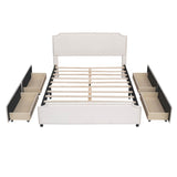 Queen Velvet Upholstered Bed Frame with Headboard and Storage