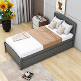 Twin Platform Bed Frame with Twin Trundle and Headboard