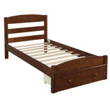 Wood Twin Bed Frame with Headboard and Storage Kids Bedroom Furniture