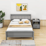 2 Pieces Full Size Platform Bed Frame with Nightstand Bedroom Set