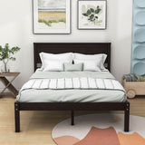Wood Full Size Vintage Platform Bed Frame with Headboard