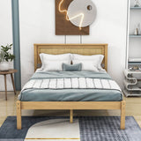 Wood Full Size Vintage Platform Bed Frame with Headboard