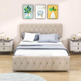 Metal Full Size Upholstered Storage Bed with Headboard and Drawers