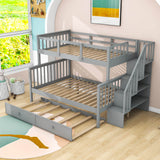 Twin Over Full Bunk Beds for Kids, Adults with Trundle and Storage