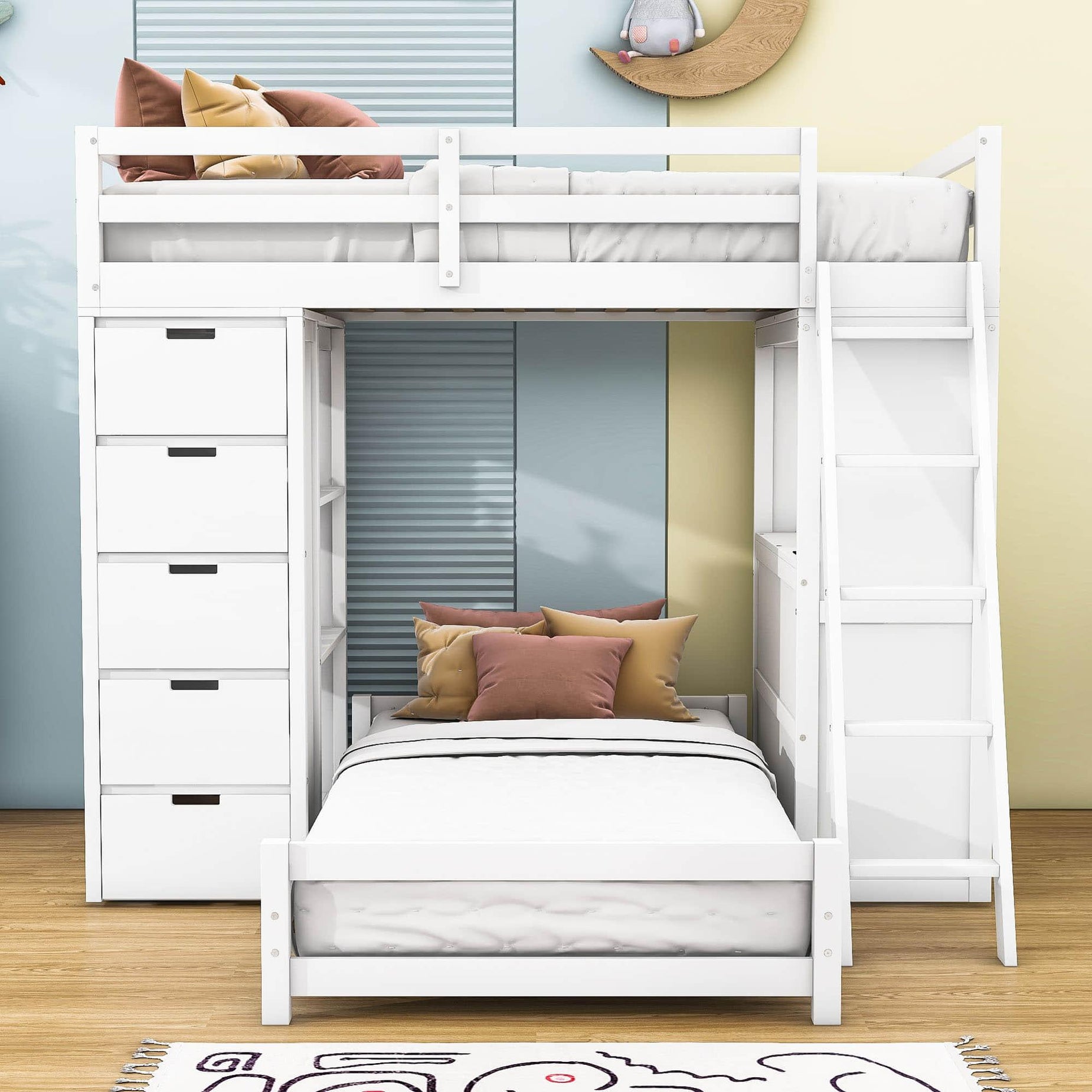 Bunk Beds with Storage Drawers Underneath / Staircase for Kids Adults