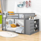 Low Full Over Full Bunk Beds for Kids, Toddlers with Storage - [Wood]