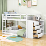 Low Full Over Full Bunk Beds for Kids, Toddlers with Storage - [Wood]