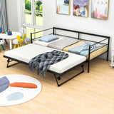 Convertible Metal Twin Daybed with Pop Up Trundle Bed