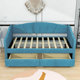 Velvet Upholstered Twin Daybed with Storage - [Drawers]