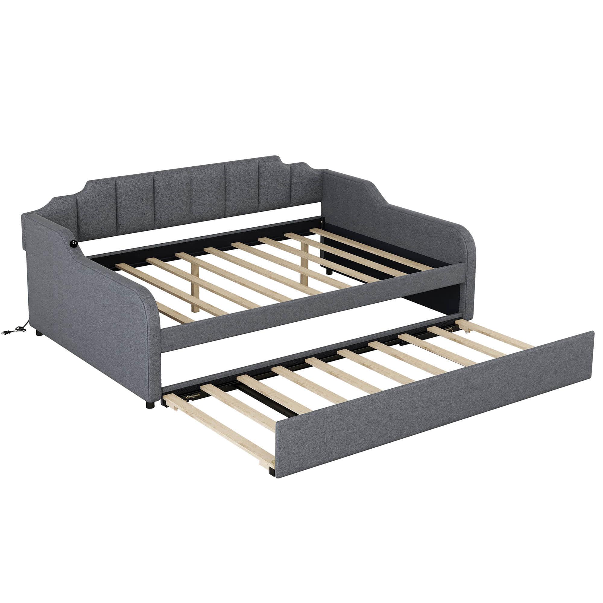 Smart Full Size Upholstered Daybed with Pull Up Trundle