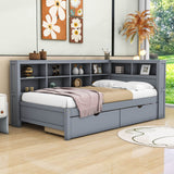 Modern Smart Kids Twin Size Daybed with Storage Drawers and Shelf