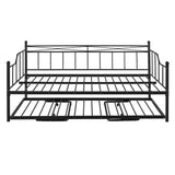 Metal Full Size Daybed with Foldable Pop-Up Trundle