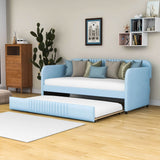 Modern Twin Upholstered Daybed with Trundle Bed - [Sofa Bed in Living Room]