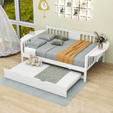 Wooden Full Size Daybed with Trundle Bed and Storage