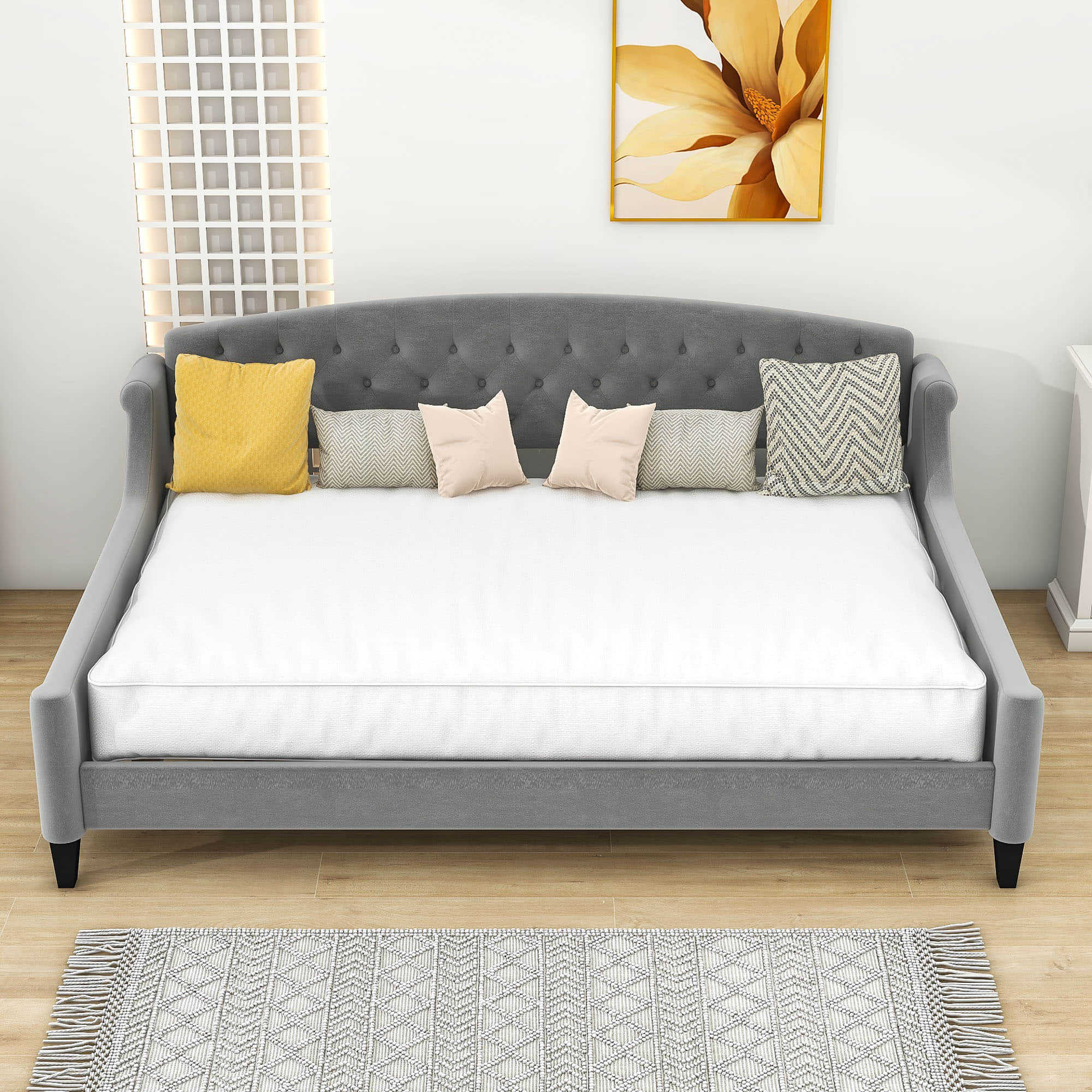 Modern Luxury Upholstered Full Size Daybed for Adults