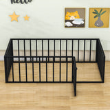 Montessori Twin Metal Toddler Floor Bed with Rails for Kids