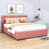 Queen Upholstered Platform Bed Frame with Headboard, Under Bed Storage