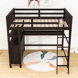 Full Size Loft Bed with Desk and Storage Dresser for Adult, Kids - [Wood, Drawers, Shelves]