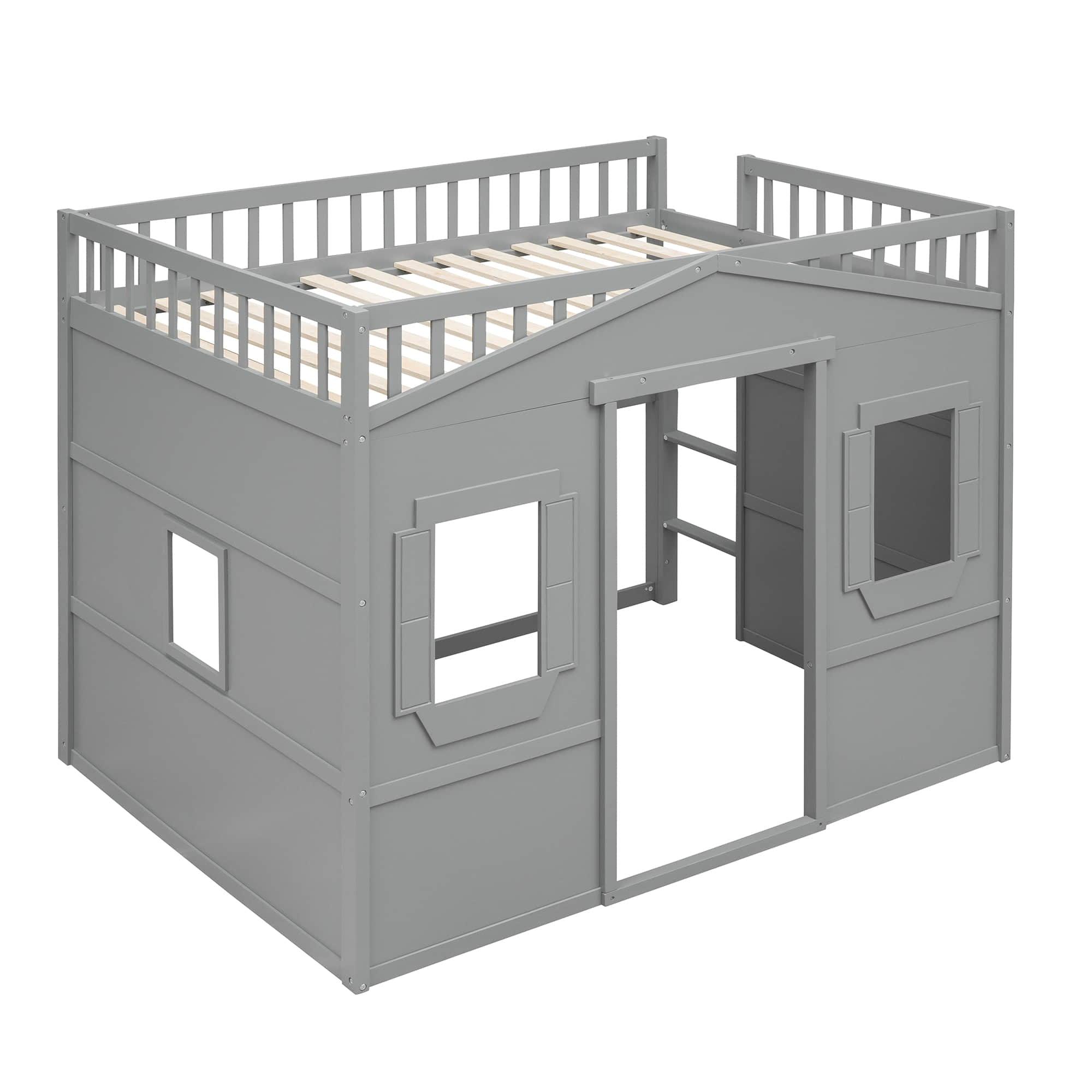 Sturdy Full Size House Loft Bed for Kids,Teens - [Wooden]