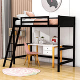 Solid Wood Twin Loft Bed with Interchangeable Ladder for Kids, Adults- [Medium]