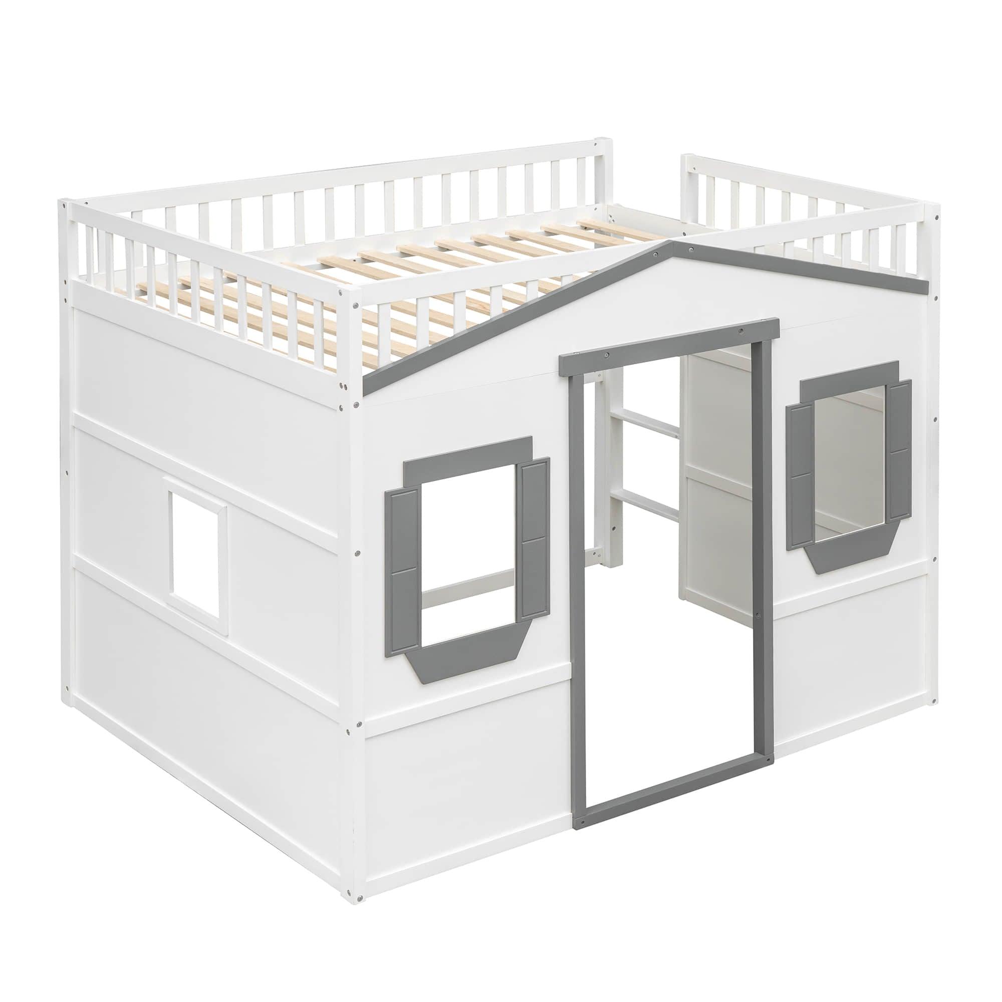 Sturdy Full Size House Loft Bed for Kids,Teens - [Wooden]