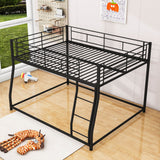 Full XL Over Queen Metal Floor Loft Bunk Beds with Ladder for Adults